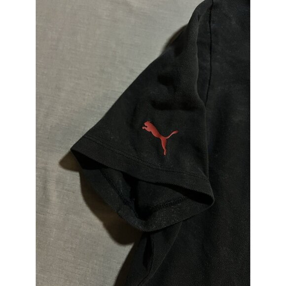 Rare Puma x Ferrari Polo Mens Medium‎ Black Faded Logo Button Faded Short Sleeve - Picture 7 of 11